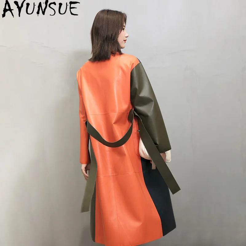 AYUNSUE Pelle di pecora naturale Genuino Giacca di pelle Donna 2025 Trench di media lunghezza Donna Giubbotti Autunno Vestiti │????ха Жха Ж Dön Dönalı......