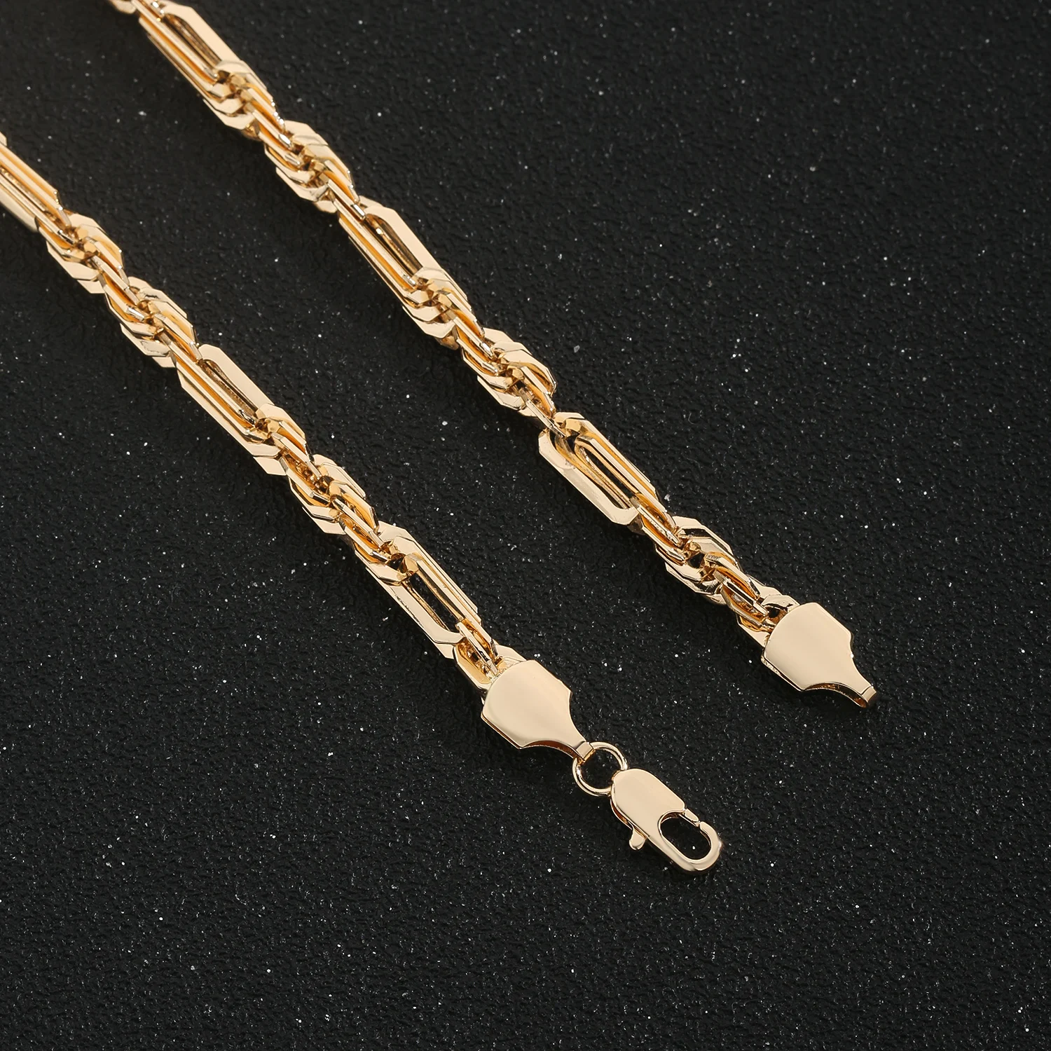 Vct New Square Fried Dough Twists Chain 4N17Cm60Cm Brass Gold Plated Fashion Bracelet Necklace for Men and Women