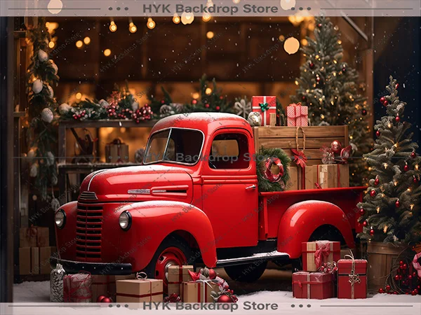 Winter Christmas Kids Family Portrait Photography Background - Hot Cocoa Street Snowman Xmas Tree Decor Backdrop for Photo Studi