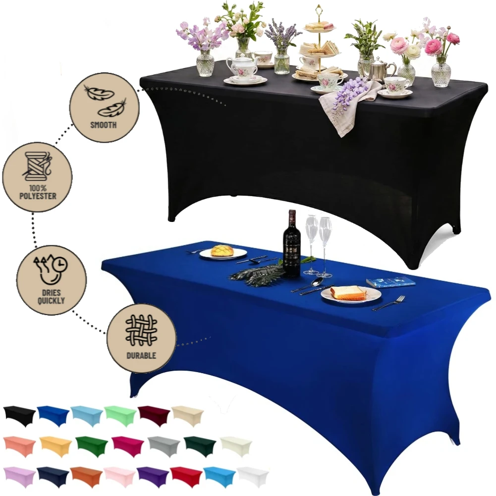 Kitchen Spandex Tablecloth 4/6FT Tight, Fitted, Washable Stretch Patio Table Cover for Home Event Wedding Banquet Parties
