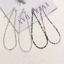 Simple Seed Beads Strand Choker Fashion Korean Collar Charm Colorful  Handmade Bohemia  Necklace Women Beach Female Jewelry