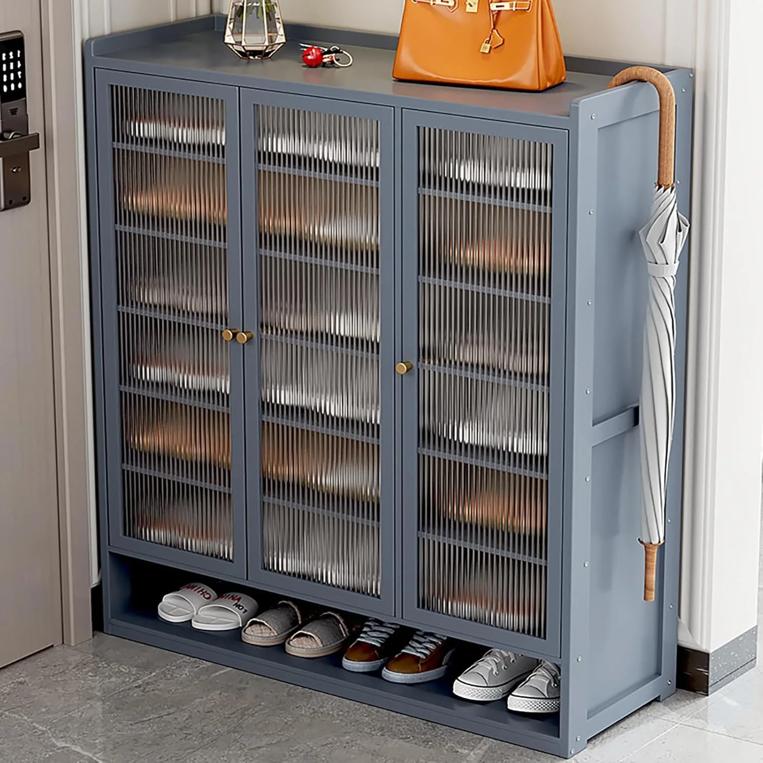 Shoe Cabinet, 6-Tier Freestanding Shoe Rack Organizer with 3 Cabinet Doors, Shoe Storage for Entryway,Hallway,Closet,Living Room