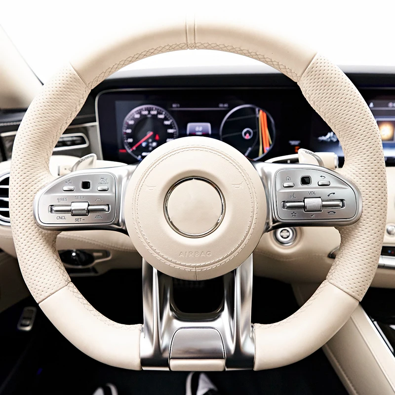 

Custom Volant Half Perforated Leather Steering Wheel for Mercedes Benz W205 W222 W176 W213 GLE W166 W217 W463 G63 C217 C43 AMG
