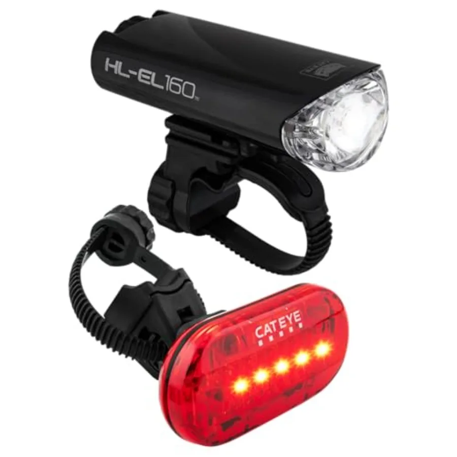 

HL-EL160/OMNI 5 Bike Light Set IPX7 Waterproof 50 Lumen Headlight and 360º Visibility Rear Light OptiCube™ Lens AA Battery Powe