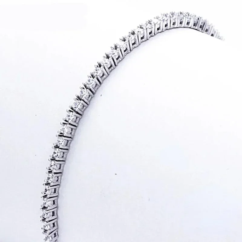 Gioielli in argento puro 925 Bracciale da tennis da 18 cm Bracciale da tennis con zirconi da 2 mm Regalo di anniversario Braccialetti in vero argento sterling