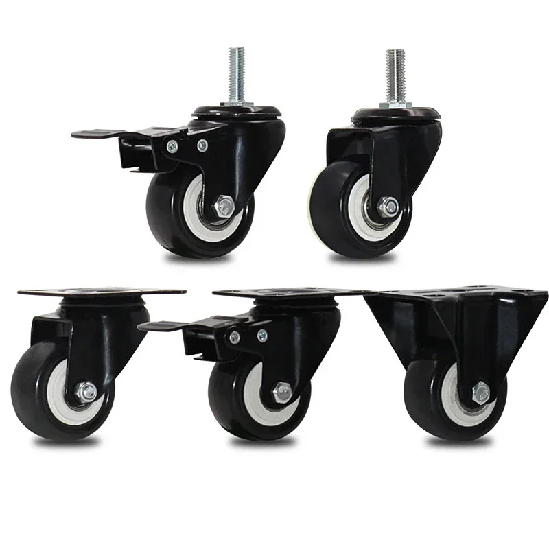 4pcs 2 inches 50mm Heavy Duty 180kg Black Swivel Castor Wheels Trolley Furniture Caster Rubber Screw M10*25