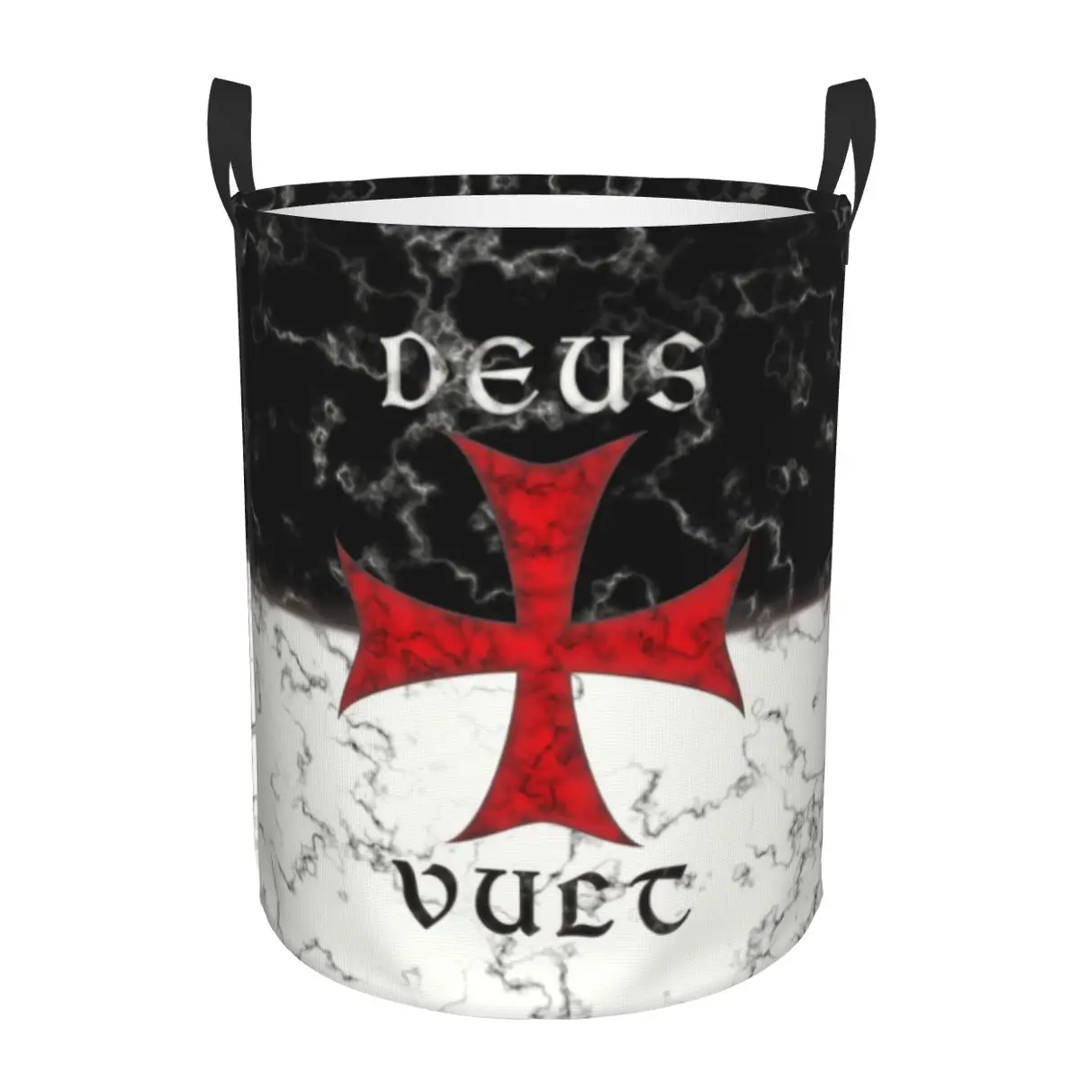 Deus Vult Crusader Cross In Marble Laundry Basket Collapsible Knights Baby Hamper for Nursery Toys Organizer Storage Bins