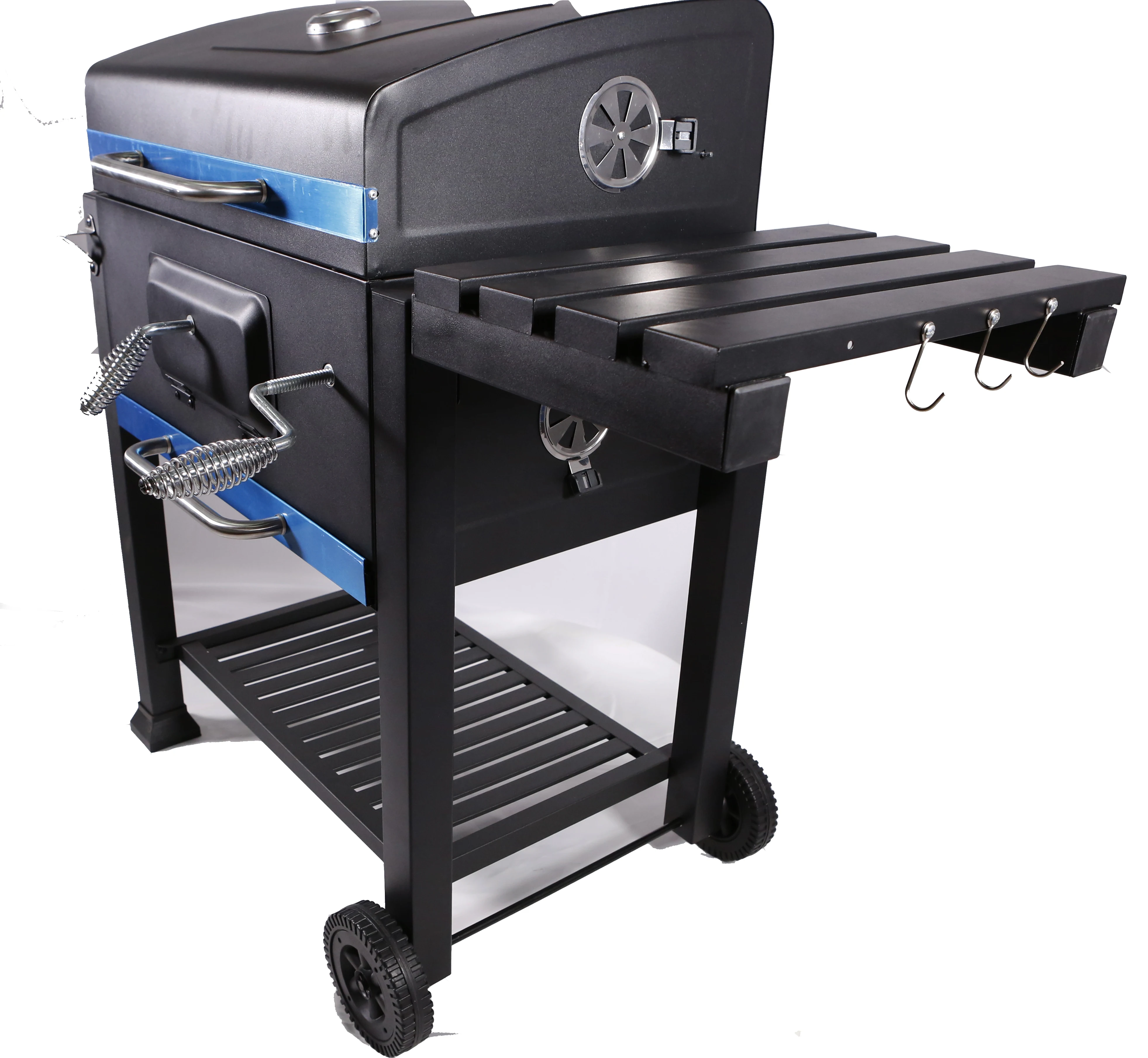 

Heavy- Outdoor Trolley Barbecue Grill Free-Standing Iron and Steel Powder Coated Durable and Stylish