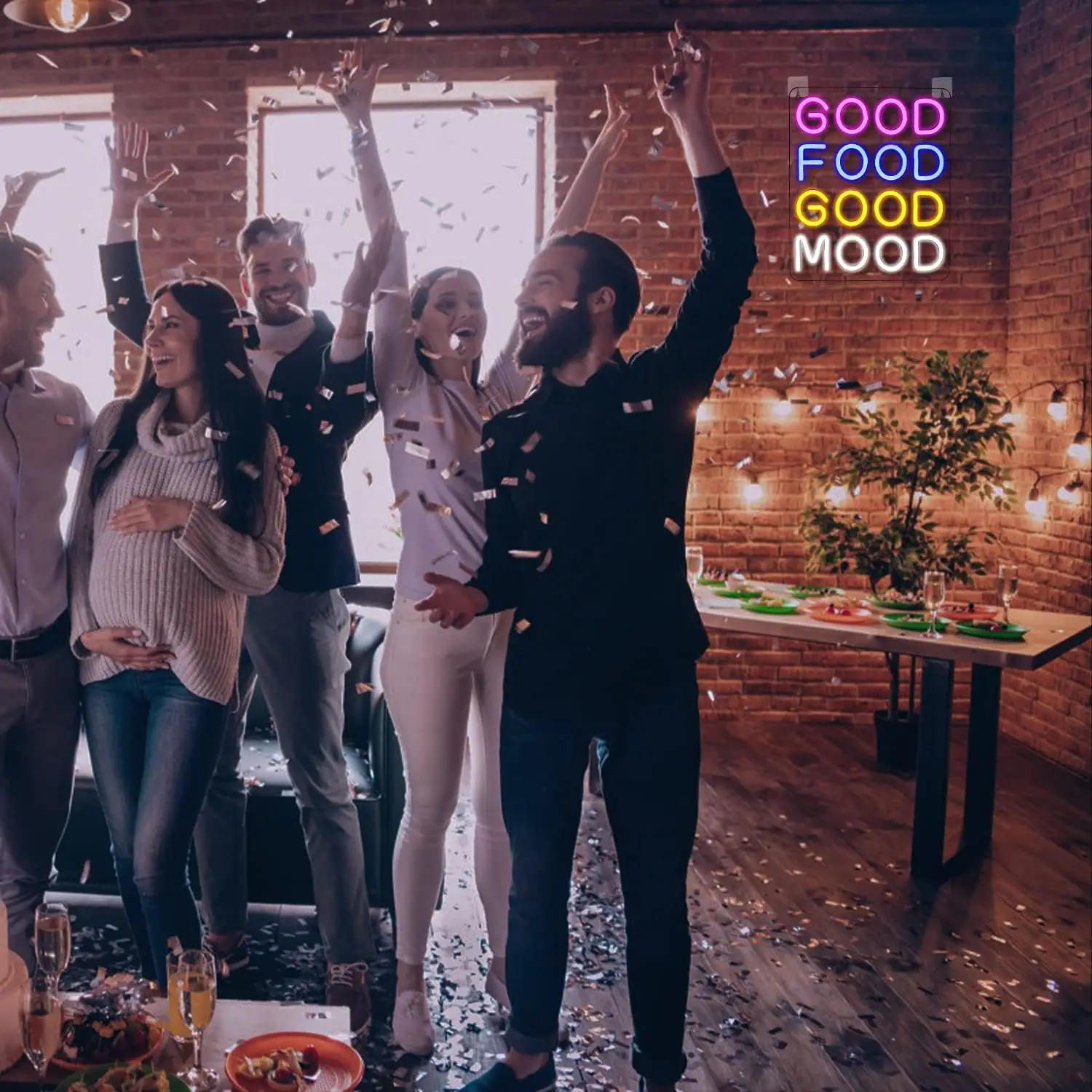 Good Food Good Mood Neon LED Sign for Wall Decor Good Food Good Mood Neon Light with USB Powered for Snack Shop Restaurant Fast