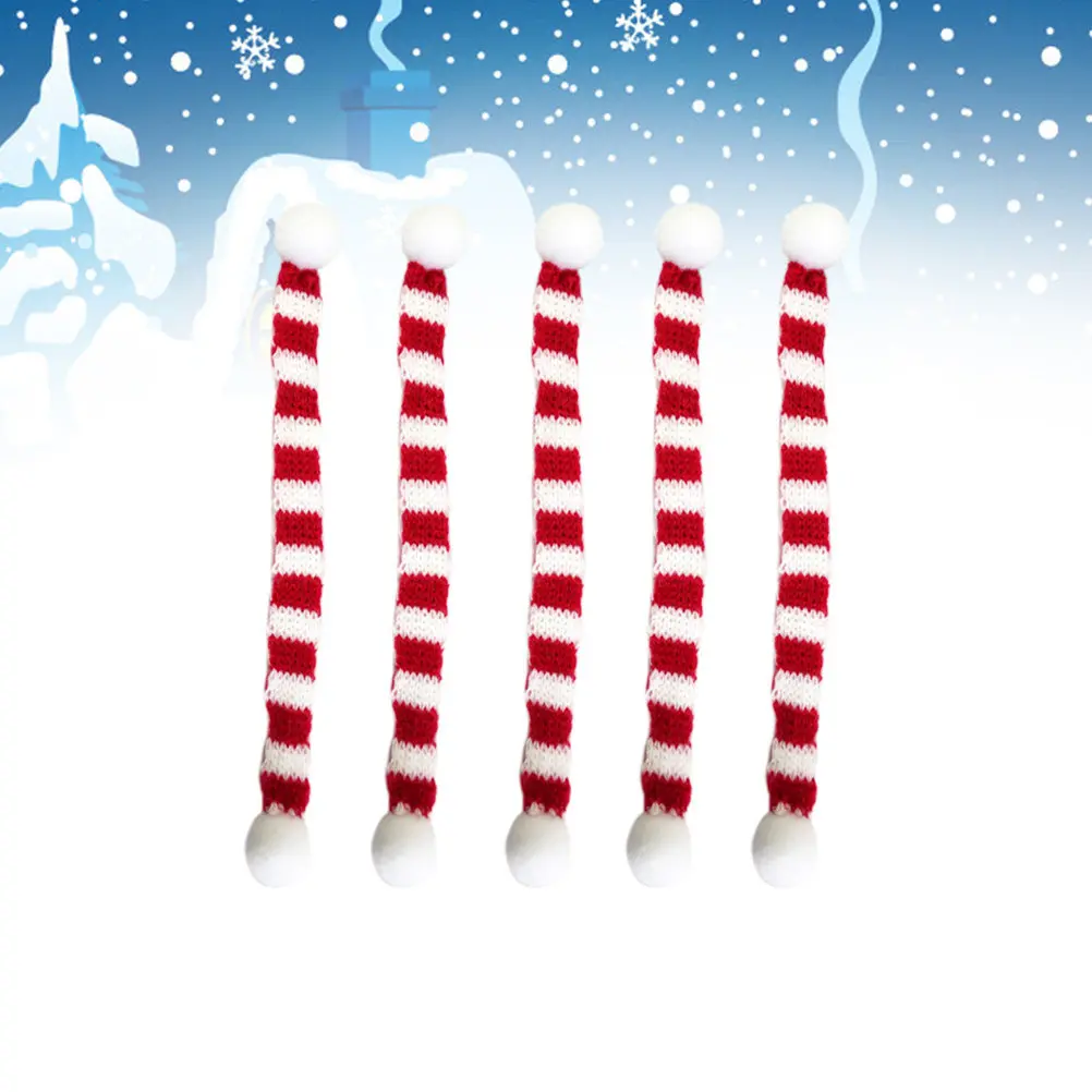 

5pcs Knit Scarf Red White Striped 1X23Cm Warm For Winter Christmas Decoration Kids Adults Yarn Accessory Kitchen Bar Tools