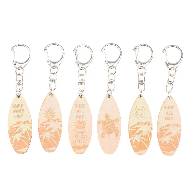Llavero de Madera con Forma de Tabla de Surf, Bonito y Creativo, Colgante Duradero para Bolsos, Ideal para Regalos de Fiesta en la Playa y para Entusiastas del Surf