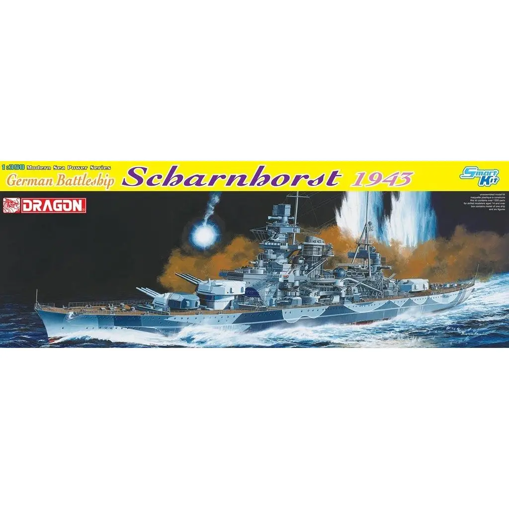 DRAGON 1040 1/350 German Battleship Scharnhorst 1943 - Scale Model Kit