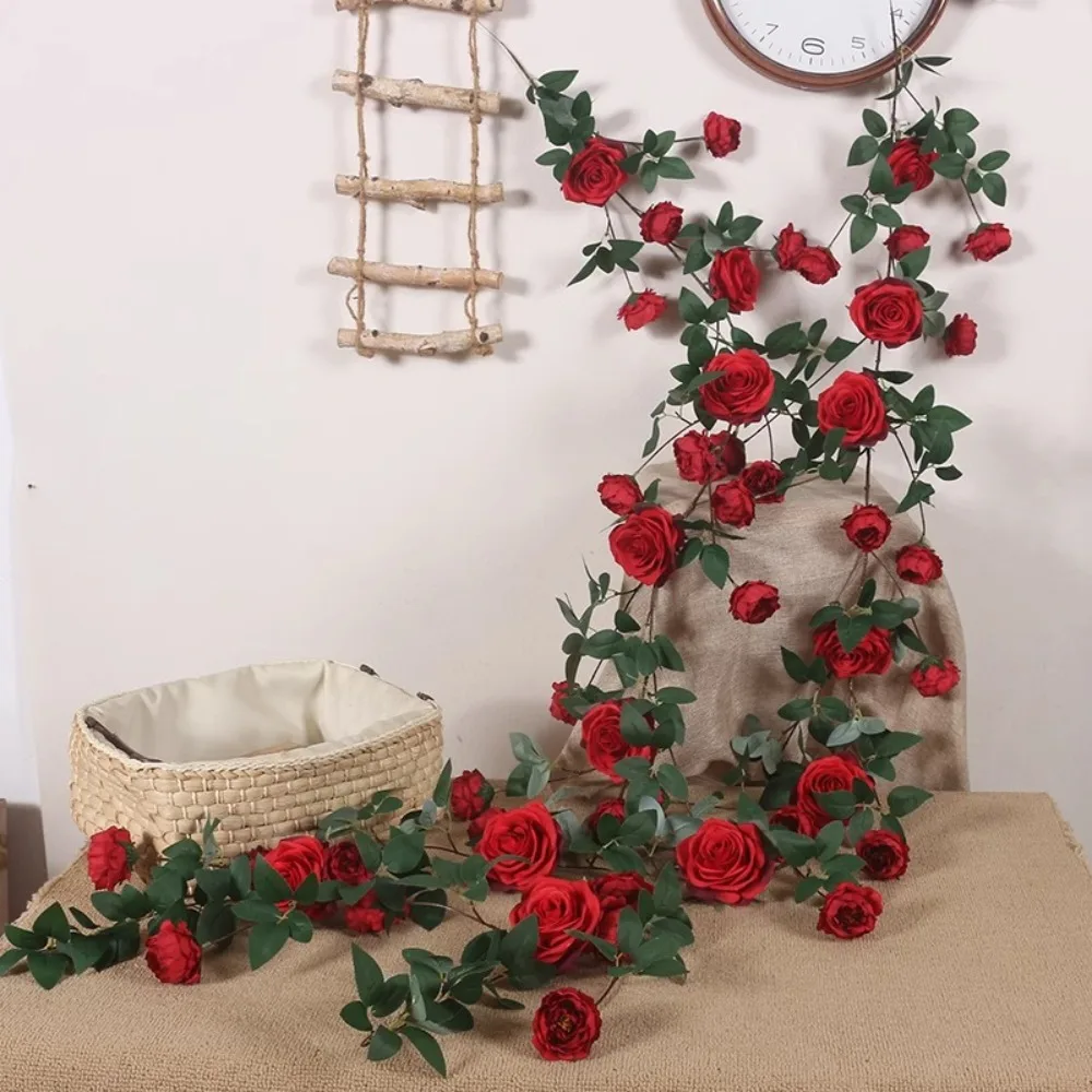 

1pc 1.8M Artificial Flower 22 Silk Rose Flower Head Vine Wall Hanging Home Garden Wedding Party Decoration