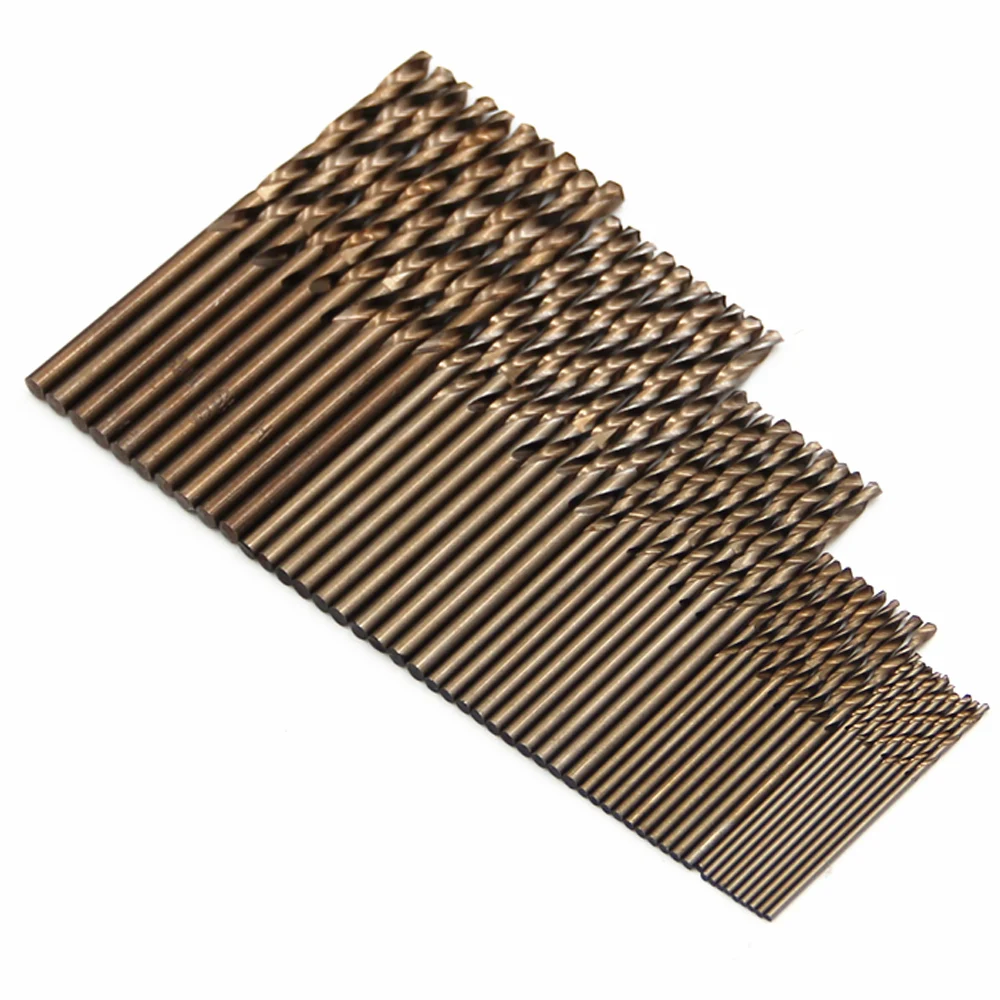 Hoch geschwindigkeit stahl 1 bis 3mm vergilben des Kobalt mit 50 stücke Vollschleif-Spiralbohrer m35 Stahlplatten-Stanz-und Bohrers atz