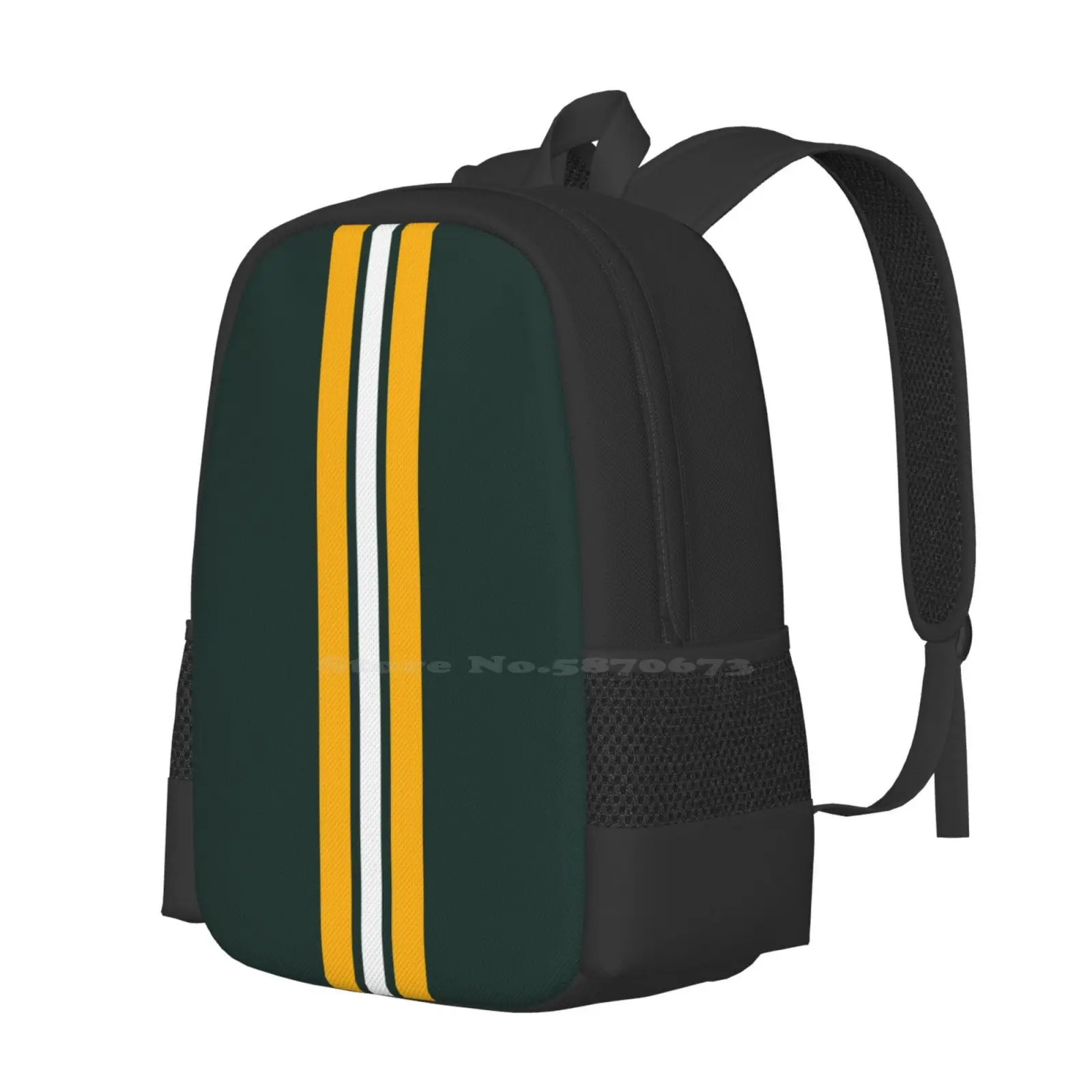 Mochila de faculdade para estudante universitário adolescente, Green Bay Futebol Padrão Design, Yellow Sports Team, Player Game, Mulheres