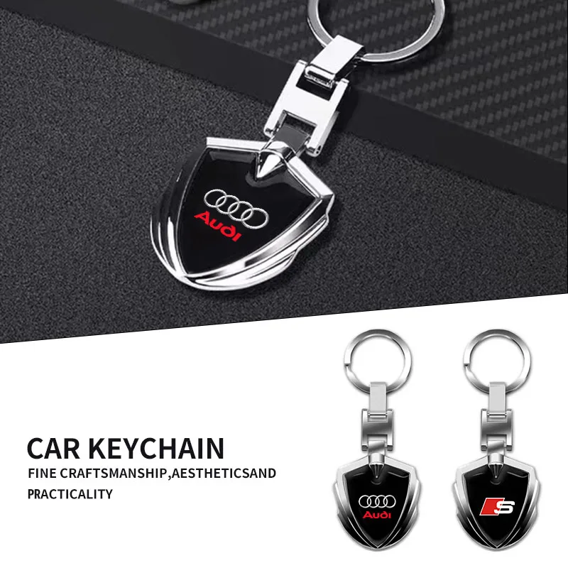 Car Styling Accessories 3D Metal Key Rings Car Logo Emblems Keychain for Audi sline A4 B7 B8 B9 A3 8P 8V 8L A5 A6 C6 A7 A8 Q2 Q3