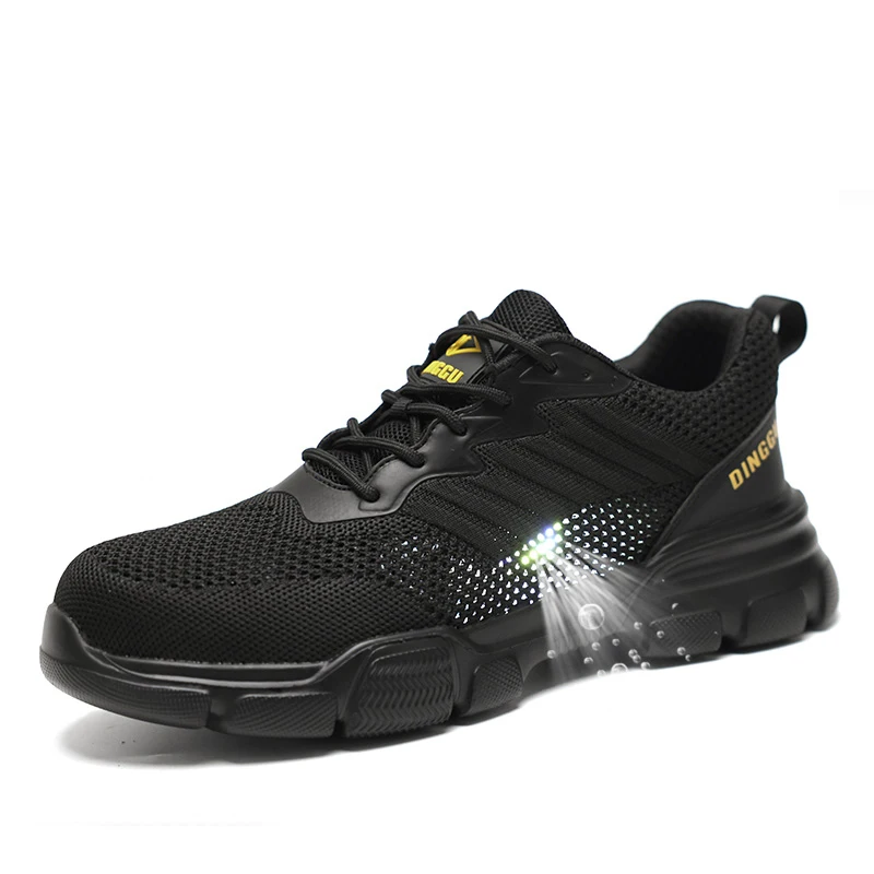 men fashion breathable plastic toe caps work safety shoes black trendy summer security boots worker safe sneakers foot protect