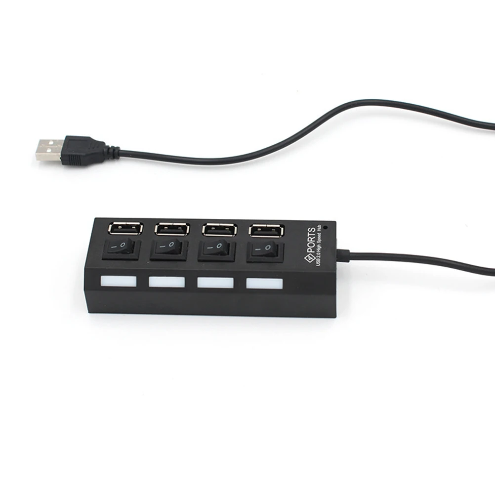 

4 Ports Usb 2.0 Hub Splitter Independent Slim Multi Port Expander For Laptop Pc Keyboard Mouse Webcam Durable