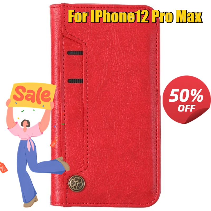 

For IPhone12 Pro Max Leather Phone Case for Apple Wallet Simple Flip Phone Case with Card Slots