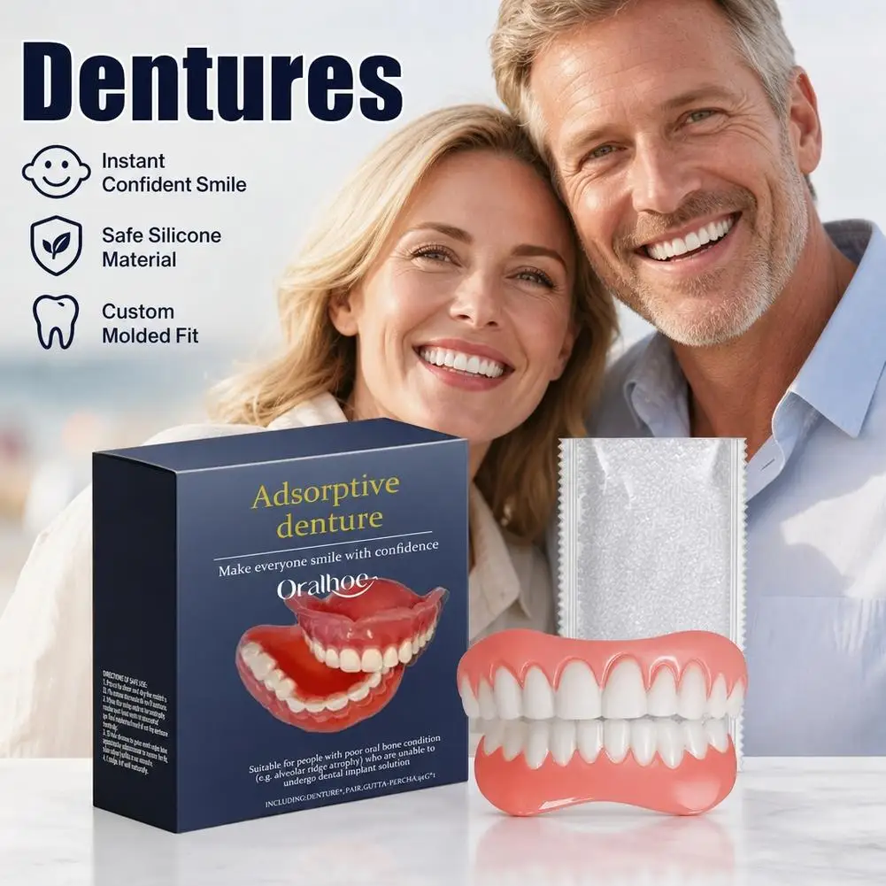 False Teeth Veneers Set Dental Decor Artificial Dentures Tooth Covers Temporary Smile Snap Braces Appliance Kit For Adults Care