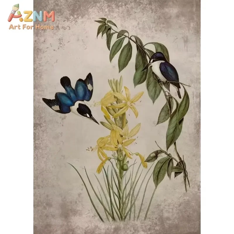Vintage Botanical Bird Canvas Wall Art Retro Tropical Bird Peacock Toucan Heron Print Unframed Canvas Poster for Home Decor