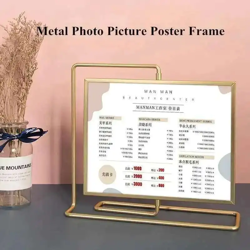 152 x 203 mm, 20,3 cm, drehbarer Menü-Papier-Schilderhalter, Ausstellungsständer, Valentinstag, Hochzeit, Geschenk, Regal, Metall, Foto- und Bilderrahmen – Detail 5