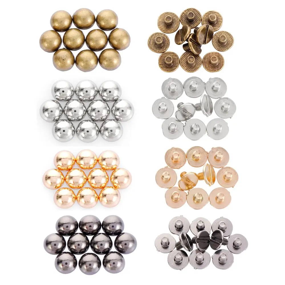 8/10/12/16/20mm Punk Cloth Button Clothes/Bag/Shoes Metal Nail Solid Nail Bolt Round Head Screws Strap Rivets Mushroom Dome