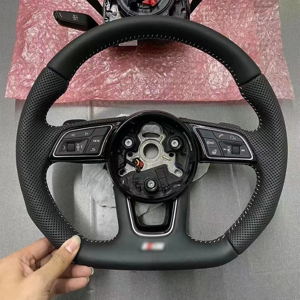 アウディモデルa3,a4,a5,b9,半穴,加熱スポーツステアリング用の革加熱