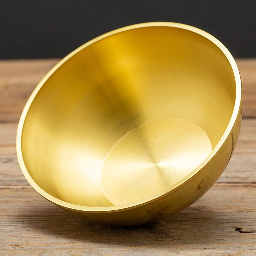 

Brass Bowl Sturdy Flat Smooth Inner Bowl Water Tea Rice Offering Holy Vessel Decor Tableware