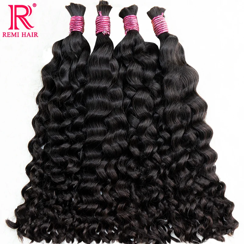 100% Real Remy Human Hair Bulk No Weft Hot Selling Black Curly Human Hair Extensions No Weft Hair Weaving for Braiding