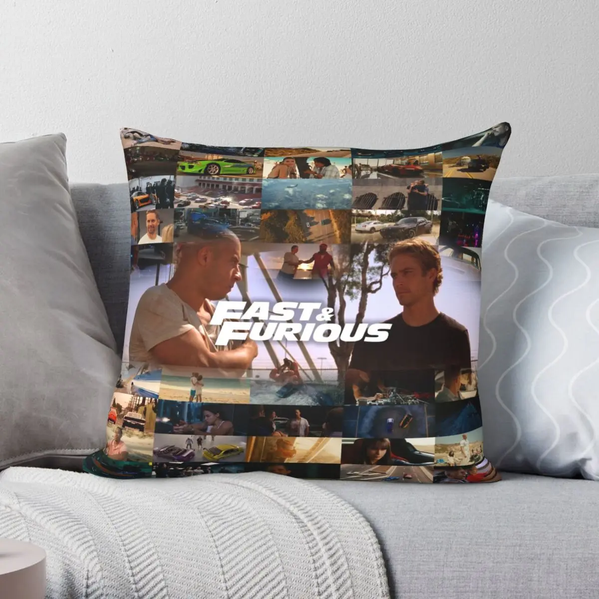 Fast Furious Pillowcase Polyester Linen Velvet Printed Zip Decorative Throw Pillow Case Sofa Cushion Cover