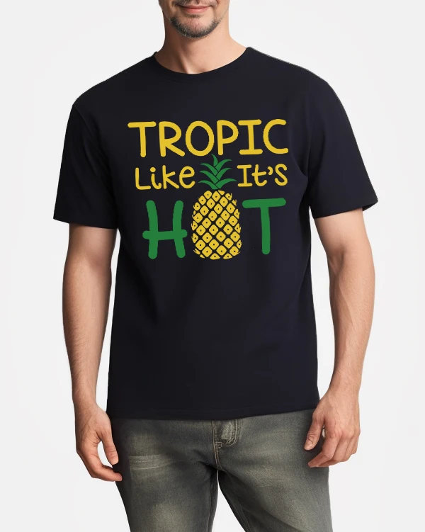 

Pineapple Fruit Tropic Like It'S Hot Prints Man T-Shirts Cotton T Shirt Hip Hop Summer Clothing Loose All-Match Streetwear