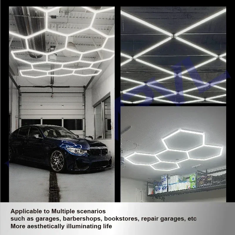 Cutomized Honeycomb LED Car Detailing Ceiling Light Hexagon Garage Light for Showroom 4S Workshop Barber DIY Fun Dropshipping