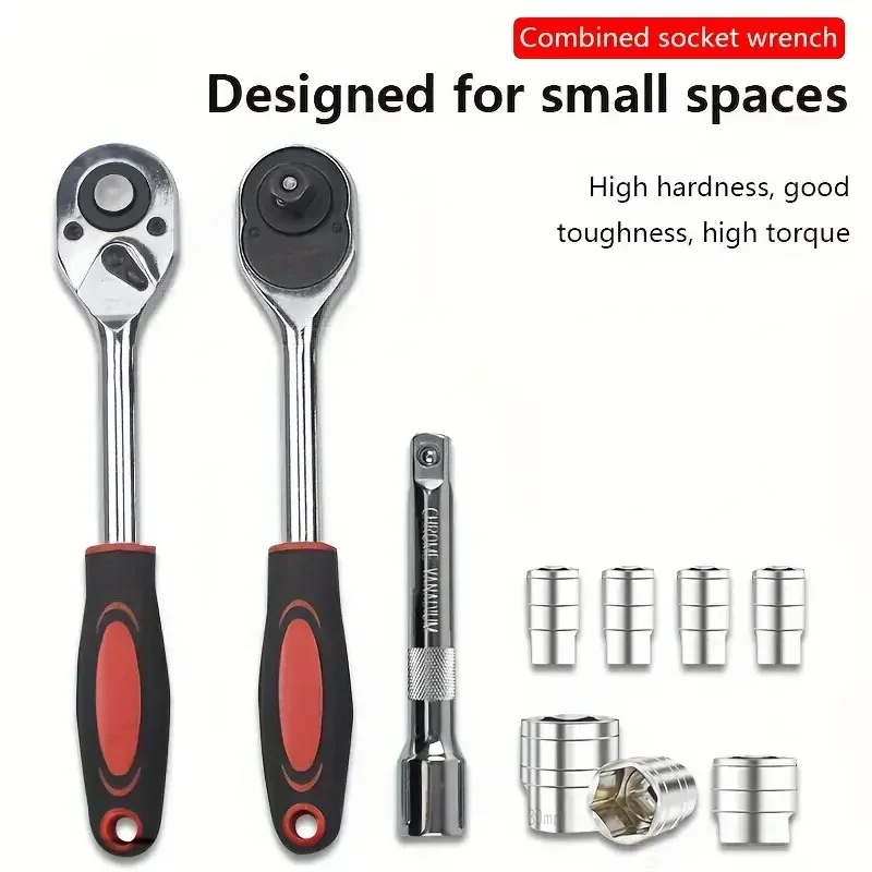 46 Pcs Car Repair Tool Kit, Ratchet Torque Wrench & Socket Set, Heavy Duty for Automotive, Bicycle, Motorcycle DIY Maintenance view 6
