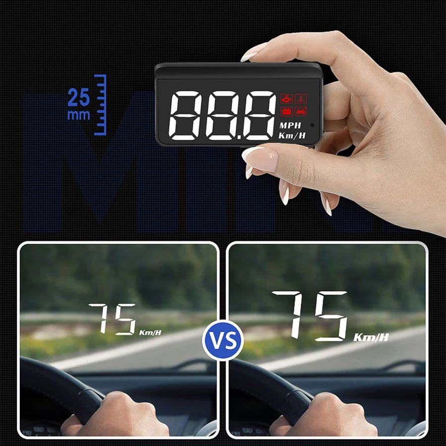 

Car HUD OBD2-M3 Head-up Display Windshield Speed Projector Speedometer Windshield KM/H MPH Water Temperature