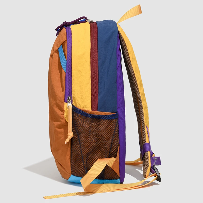 Outdoor Hiking Bag Color Block Dopamine Style Women Men Lightweight Nylon Portable Camping Travel Sports Casual Study Tour Pack