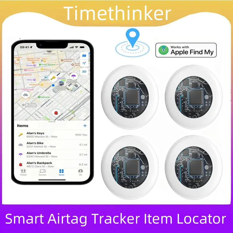 Timethinkker 스마트 에어태그 블루투스 GPS 추적기, 애플 파인드, 내 앱, ITag 에어 태그 추적기 로케이터, IOS용 애완 동물 키 파인더 