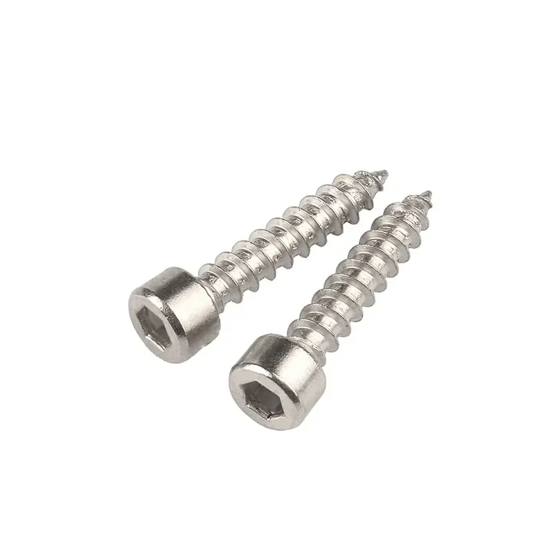 5~100 Pcs Nickel-Plated Hexagon Socket Cup Head Self Tapping Wood Screw M1.7 M2 M2.3 M2.6 M3 M3.5 M4 M5 M6 Carbon Steel 8.8Grade