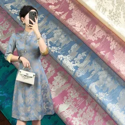 100x150cm Simulated Silk Satin Two-color Jacquard Fabric Thin Woven Brocade Satin Fabric Chinese Style Cheongsam Dress Fabric