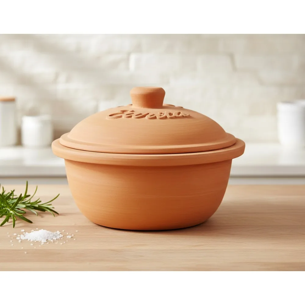 

Natural Clay Dutch Oven, Lead-Free & Microwave Safe, Perfect for Sourdough Bread & Healthy Cooking