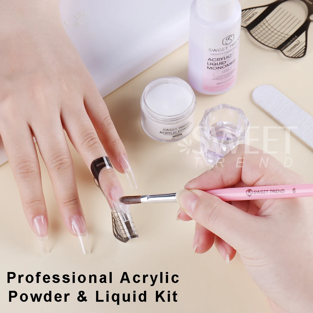 60ml 크리스탈 액체 60g 아크릴 파우더 세트 핑크 화이트 투명 조각 크리스탈 폴리머 아크릴 파우더 확장 매니큐어