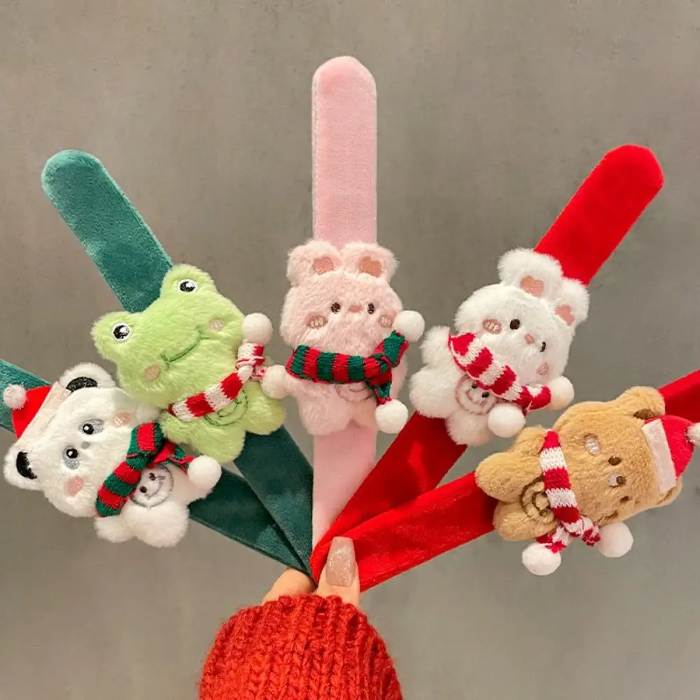 Creative Christmas Clapper Wrist Strap Multicolour Cute Plush Slap Bracelets Filled Cotton Wrist Style Cartoon Animal Wrist Band