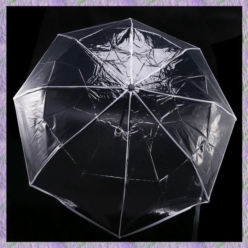 

A63K-2X Прозрачный зонт, автоматический зонт от дождя для женщин и мужчин, автоматический зонт от солнца и дождя, компактный, прозрачный и белый бордюр