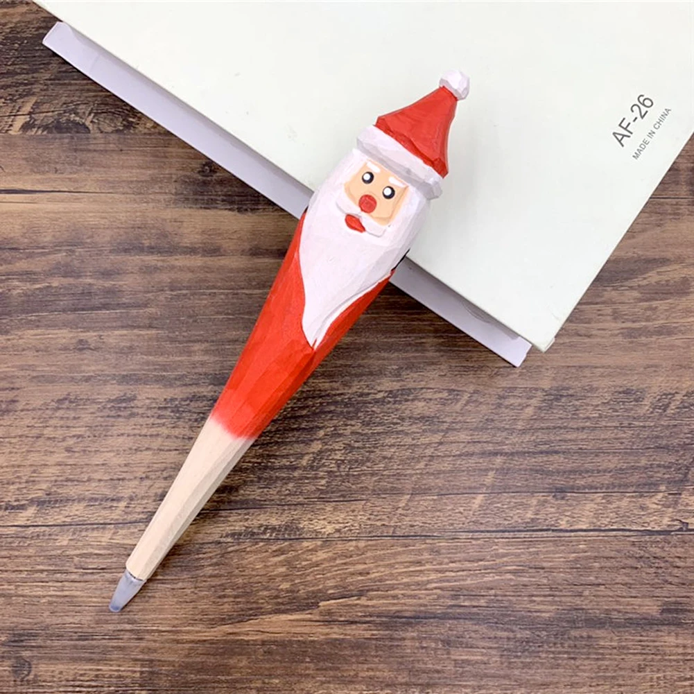 

Hand Carved Wood Animal Gel Pen Handmades Wooden Art Black Ink Pens Refillable Pen For Animal Lovers