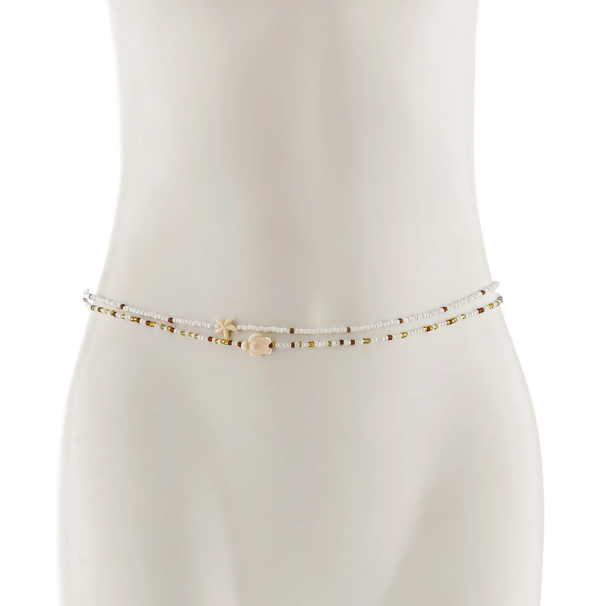 Bohemian Beaded Elasticity Belly Chain with Starfish Pendant