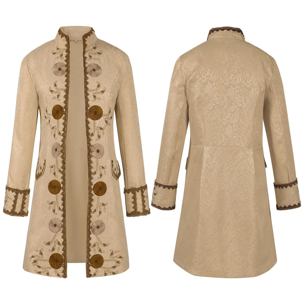 Men's Steampunk Coat Colonial Jacket Vintage Medieval Victorian Costume Tailcoat for Halloween Party