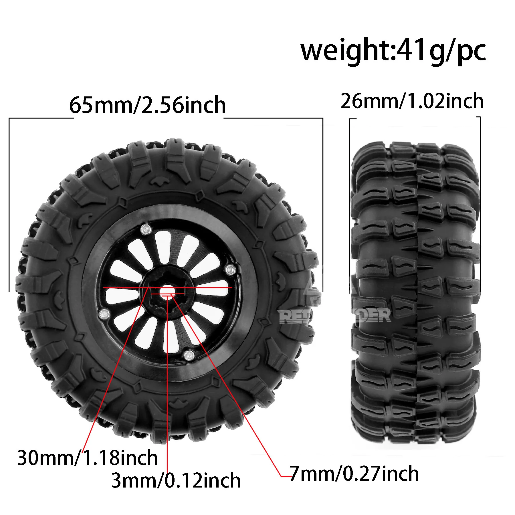 

4 шт., 65 мм, шины, колесо, шестигранная ступица 7 мм для 1/24 HobbyPlus Jimny Land Rover UDIRC UCX24, радиоуправляемый автомобиль