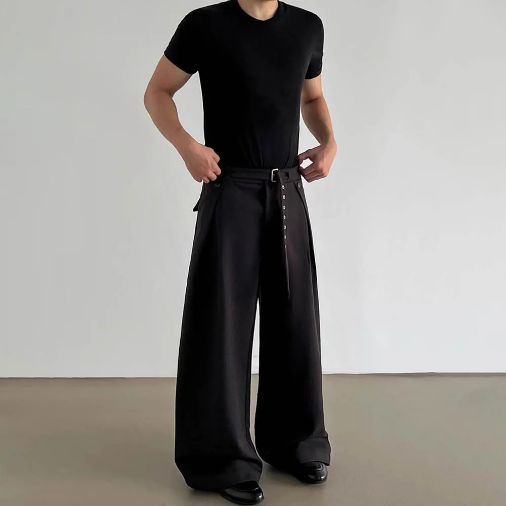 

Men's Solid Color Straight Wide-Leg Trousers Japanese Retro Unisex Fashion Trend Loose Casual Breathable Niche New Men's Tops