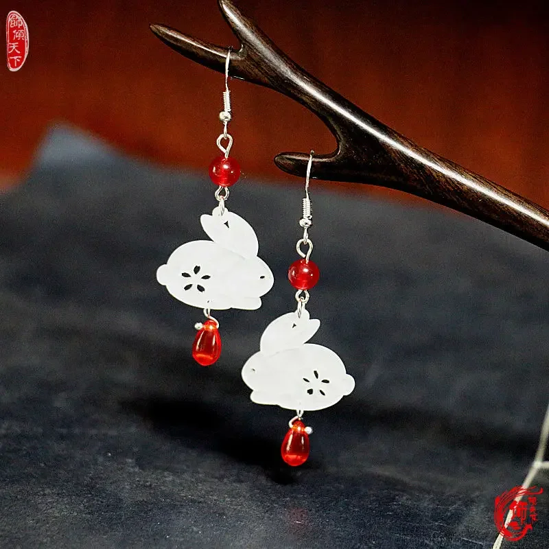 Mo Dao Zu Shi Stud Oorbellen Voor Vrouwen Lan Wangji Wei Wuxian Anime Earring Vrouw Mode Trend Metalen Accesorios Konijn sieraden