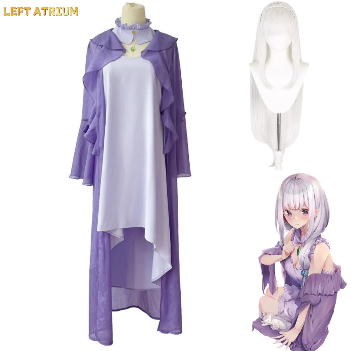 costume-de-cosplay-emilia-de-l'anime-re-life-in-a-different-world-from-zero-pyjama-violet-robe-perruque-tenue-de-carnaval-sexy-pour-femme